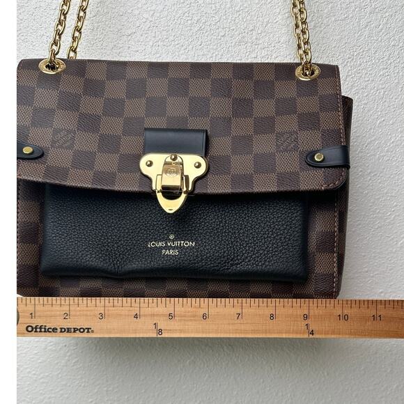 Louis Vuitton Damier Ebene Vavin PM Shoulder Bag – Black Leather & Brown Canvas - Picture 15 of 16